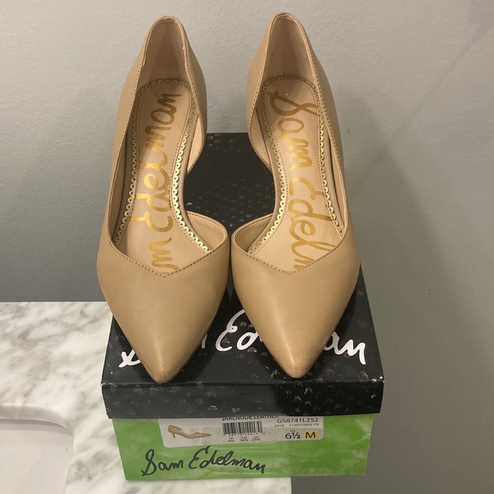 Sam Edelman Jari Nude D’Orsay Leather Pump Size 6.5